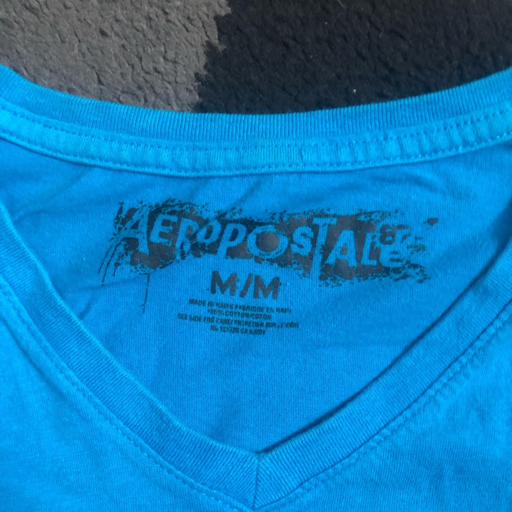 Aeropostale Turquoise V-Neck Logo Tee - Picture 3 of 3